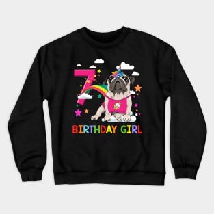 Pug Birthday - 7 Years Old Unicorn Pugicorn Party Crewneck Sweatshirt